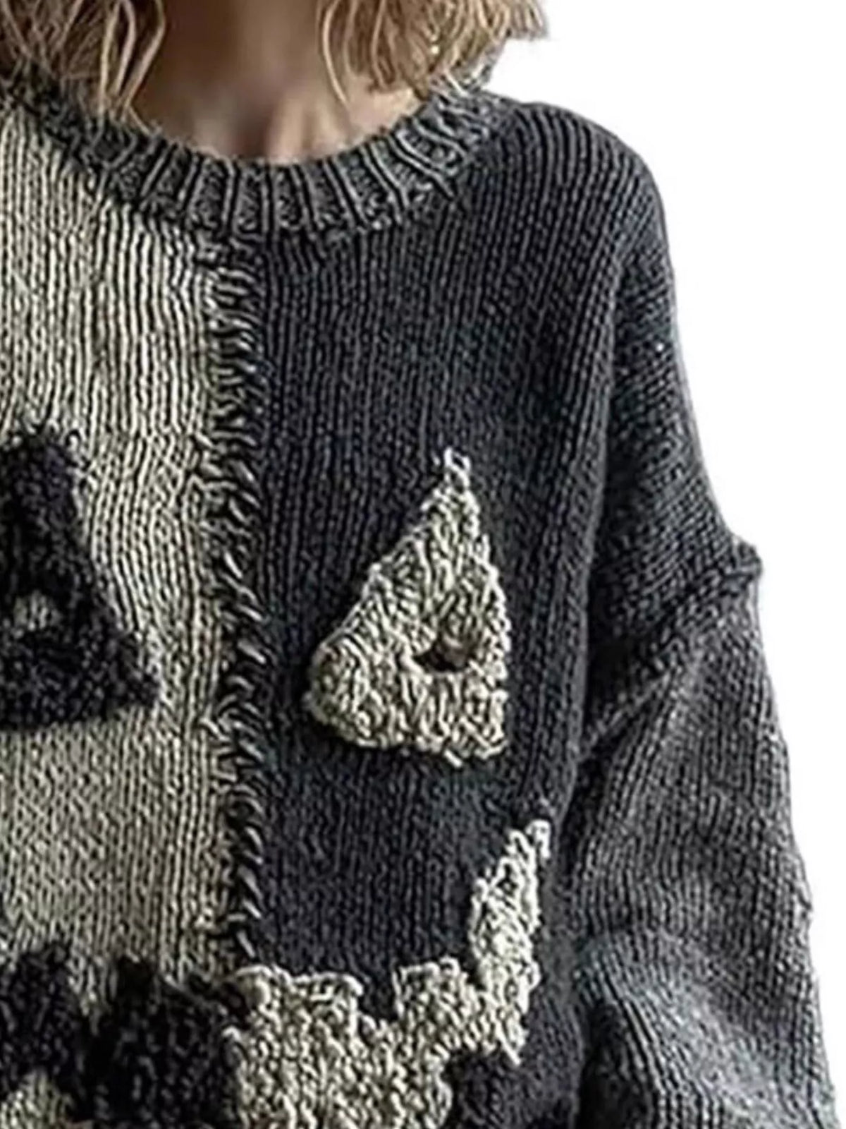 Full Size Color Block Oversized Dropped Shoulder Sweater Plus Size - Sage - View 2