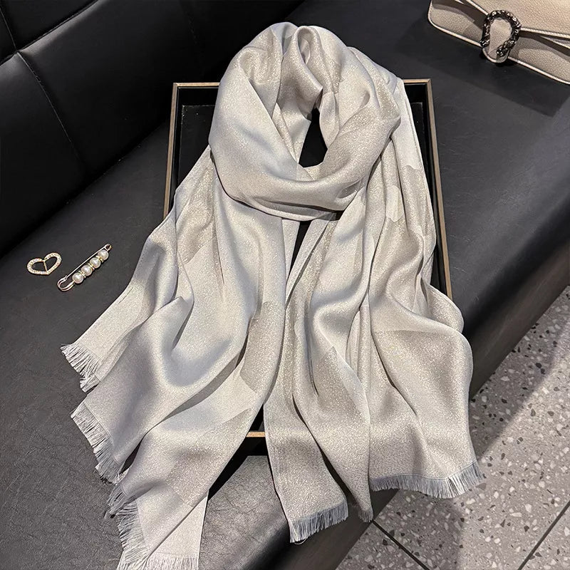Lightweight Raw Hem Scarf - Light Gray - View 6