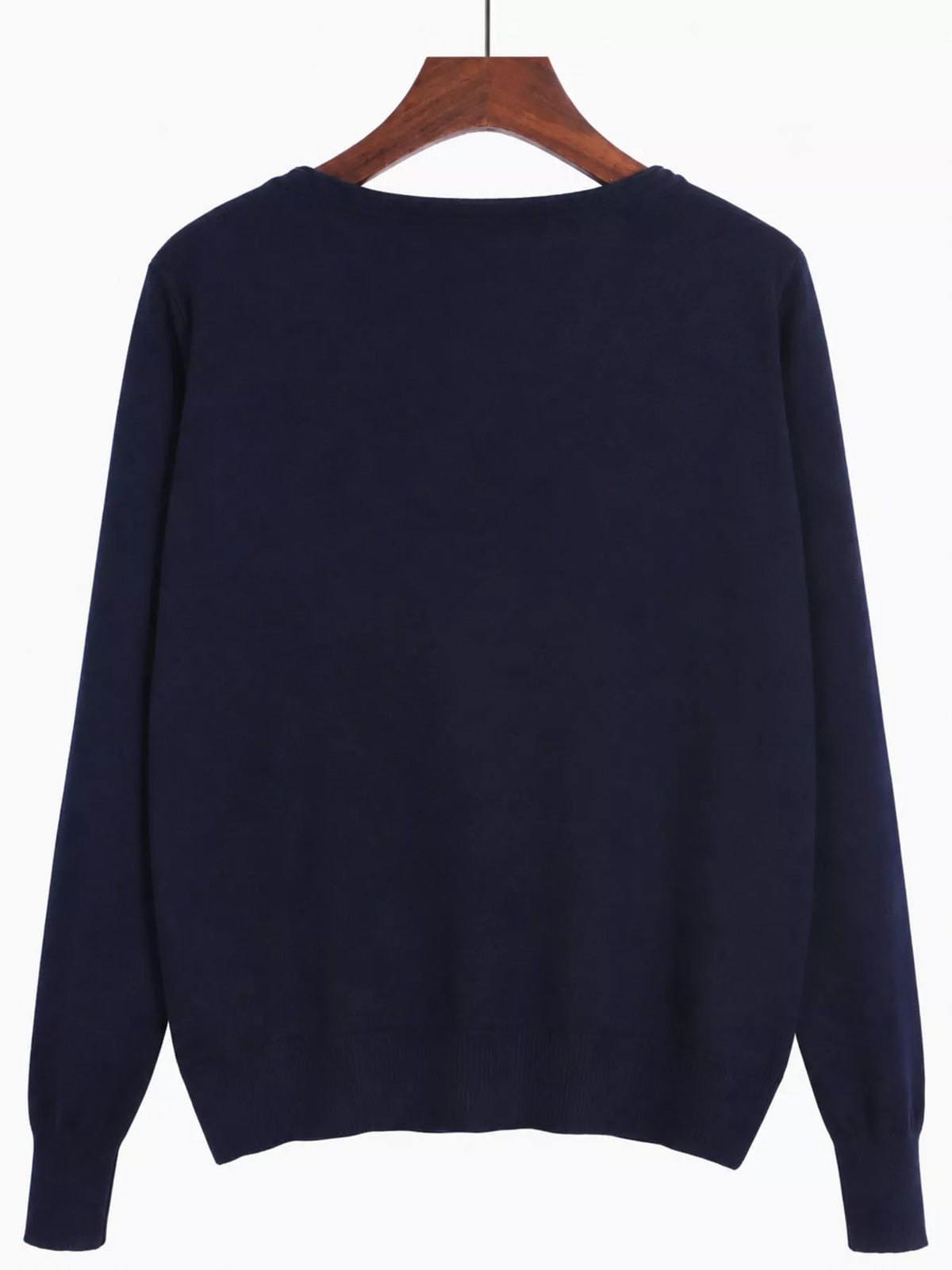Classic V-Neck Button-Down Knit Cardigan - Navy - View 29