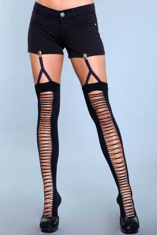 Illusion Clip Garter Thigh Highs, front view