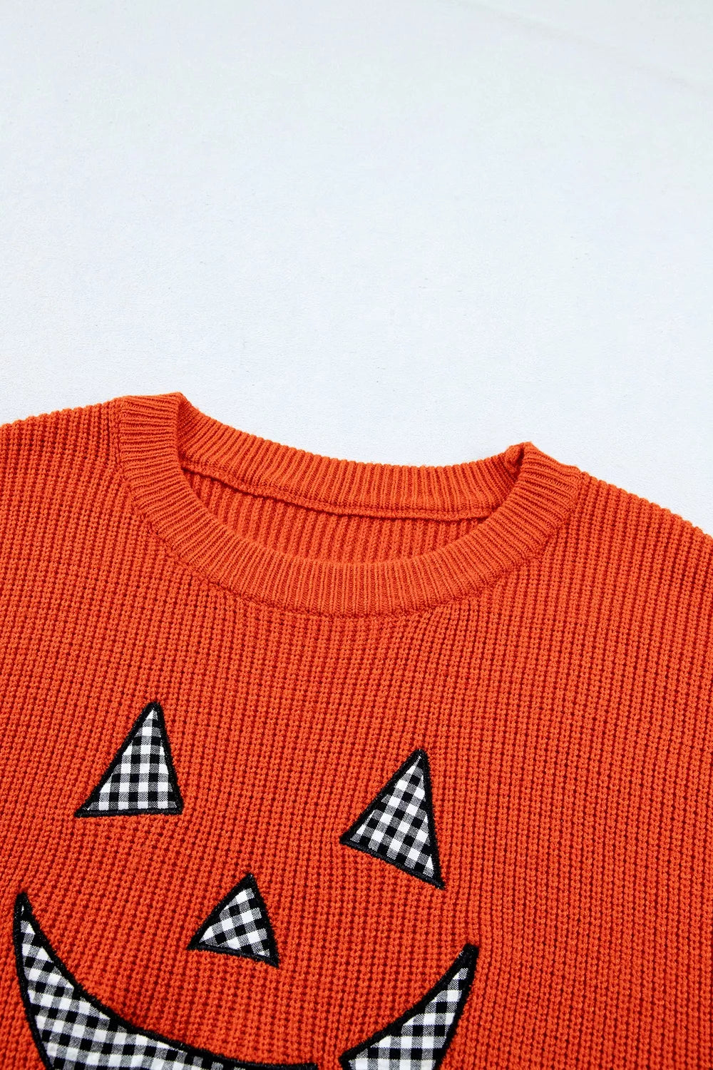 Drop Shoulder Long Sleeve Round Neck Halloween Sweater - Orange - View 14