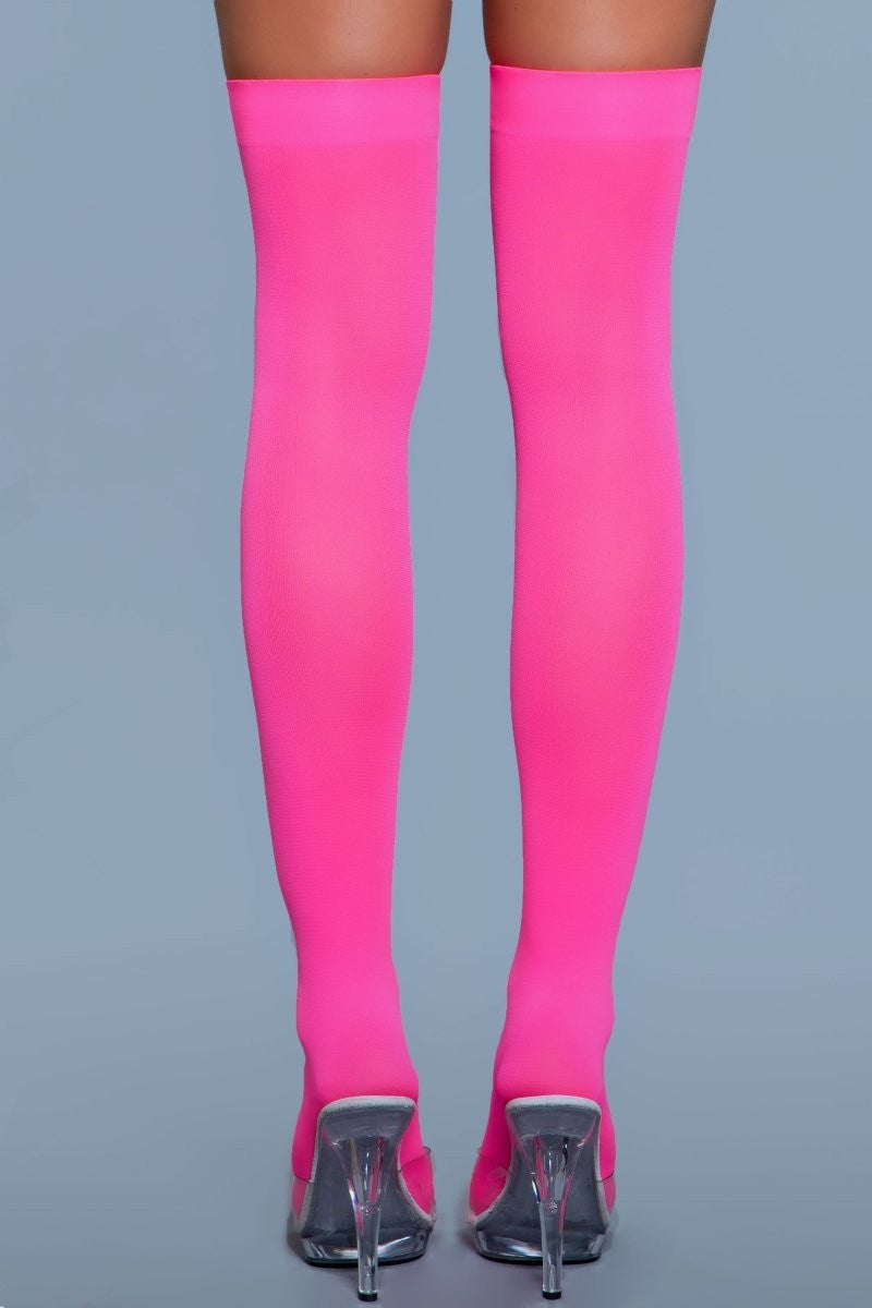 Opaque Nylon Thigh Highs, styled view