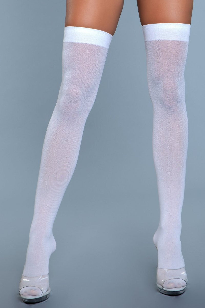 Opaque Nylon Thigh Highs, detail view
