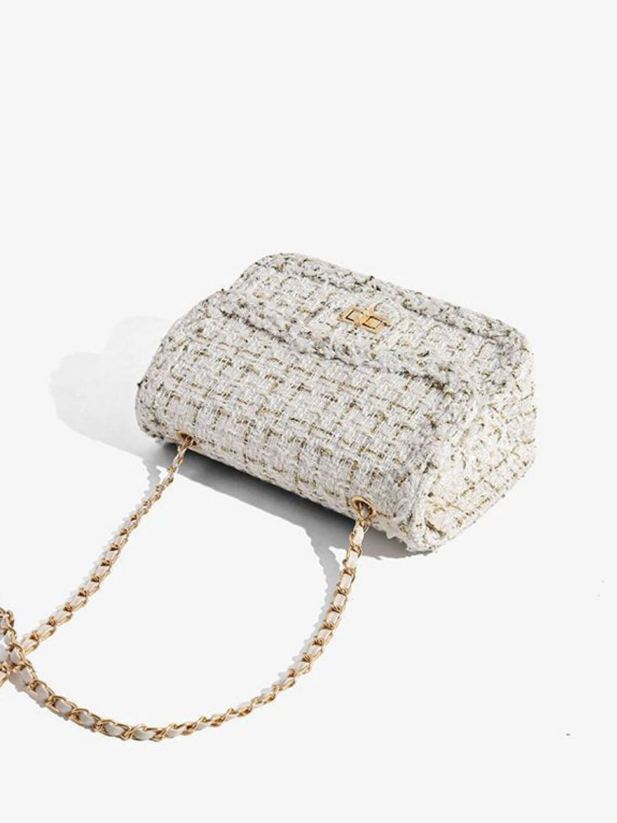 Tweed Chain Shoulder Bag - White - View 3