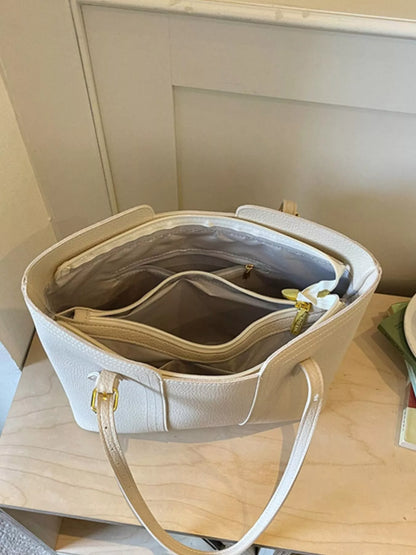 PU Leather Tote Bag - White - View 4