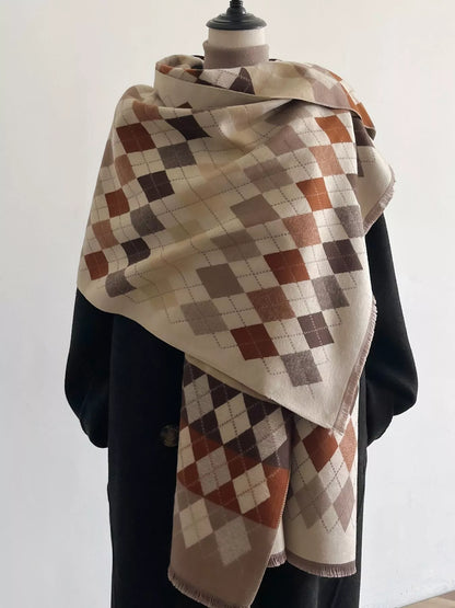 Diamond Pattern Warm Scarf - Style A - View 1