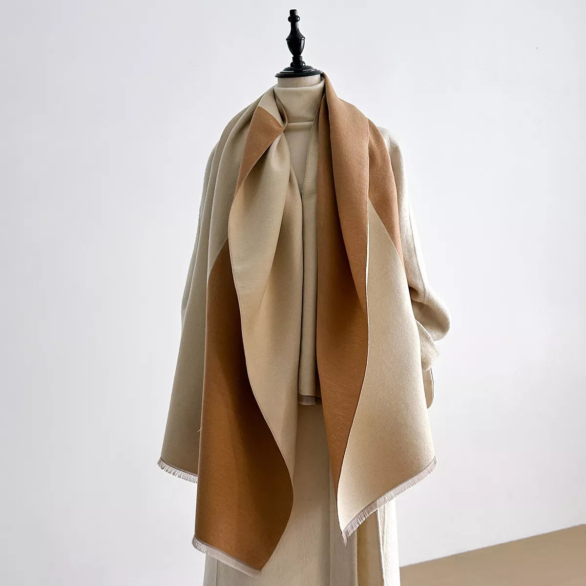 Two-Tone Raw Hem Scarf - Dust Storm - View 3
