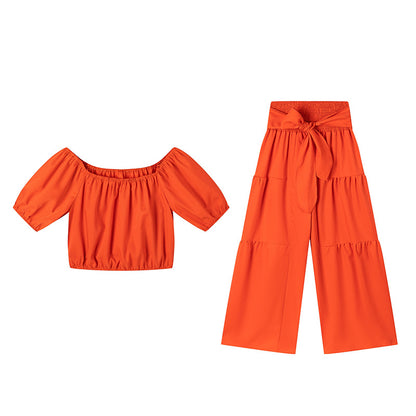Women's Wide-Leg Trousers, Office High-Waist Solid Color Flare Tapered Pants with Belt, Casual Suit