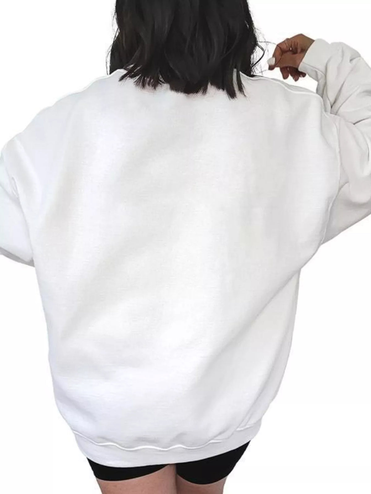 Halloween Pumpkin Floral Round Neck Sweatshirt - White - View 2