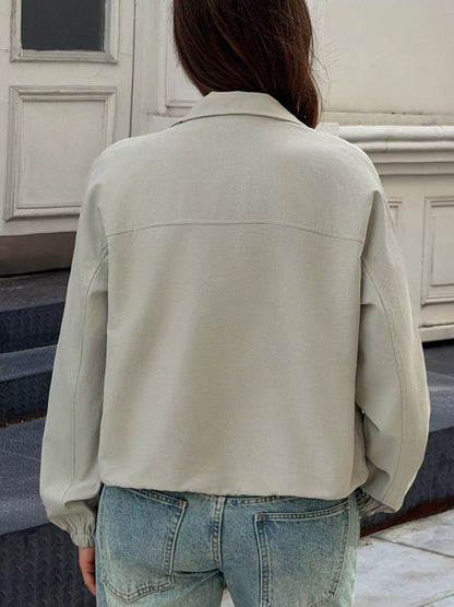 Stand Collar Zip Up Jacket - Gray - View 5