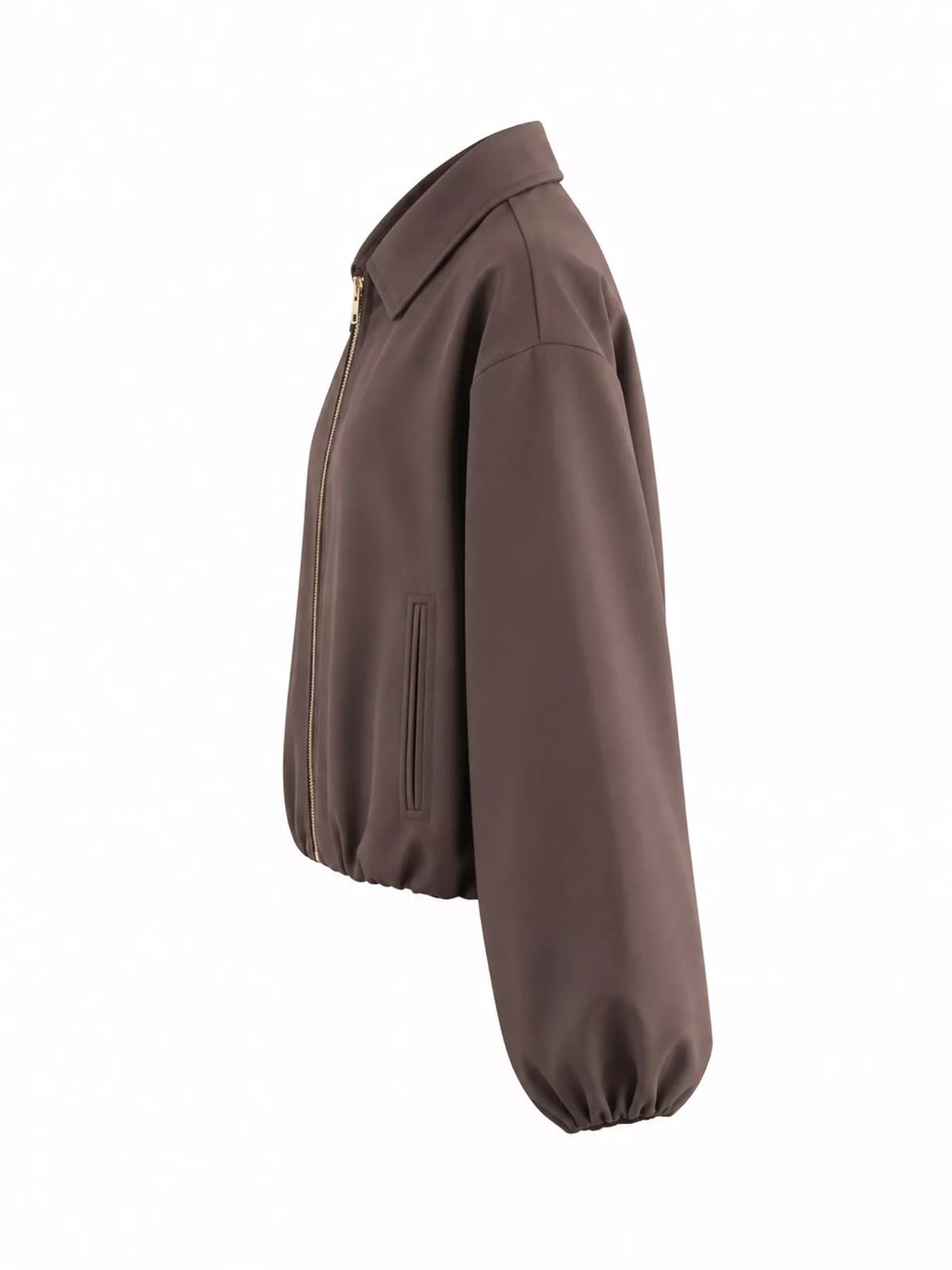 Cropped Zip-Up Jacket - Dark Brown - View 19