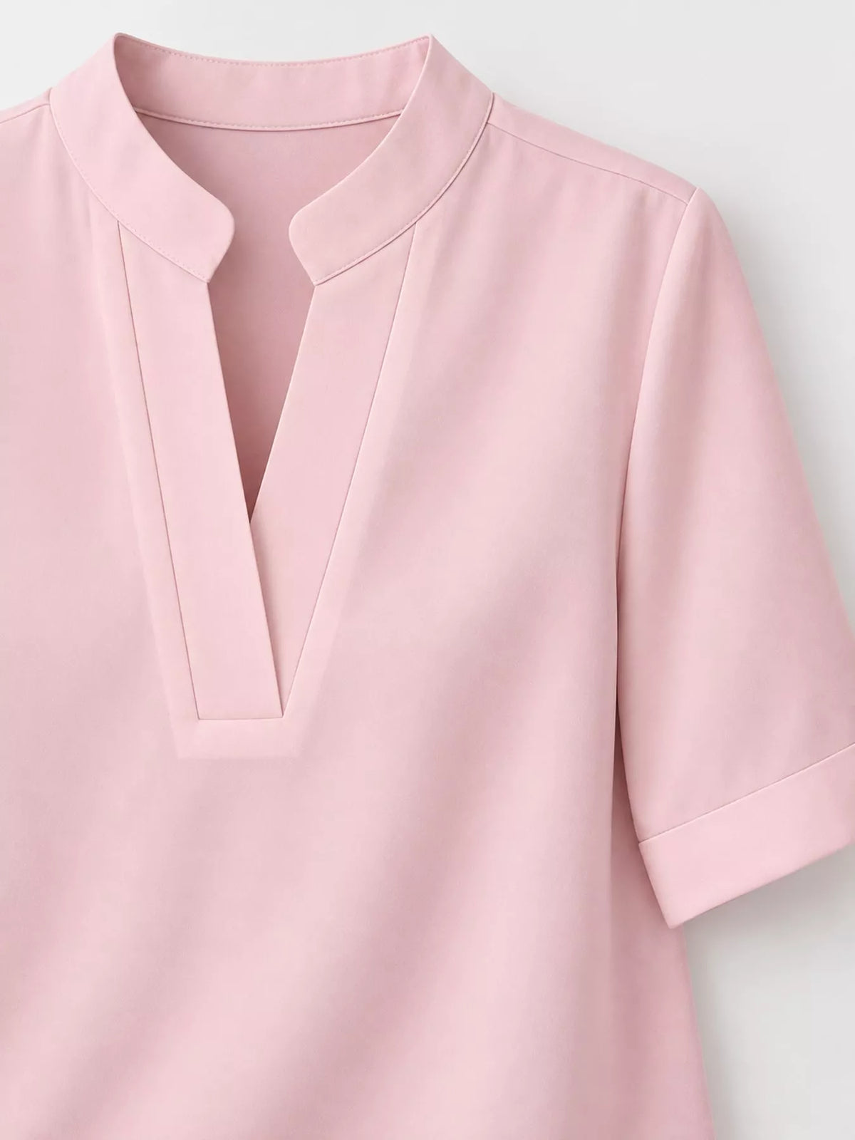 Full Size Notched Short Sleeve Blouse Plus Size - Pink - View 21