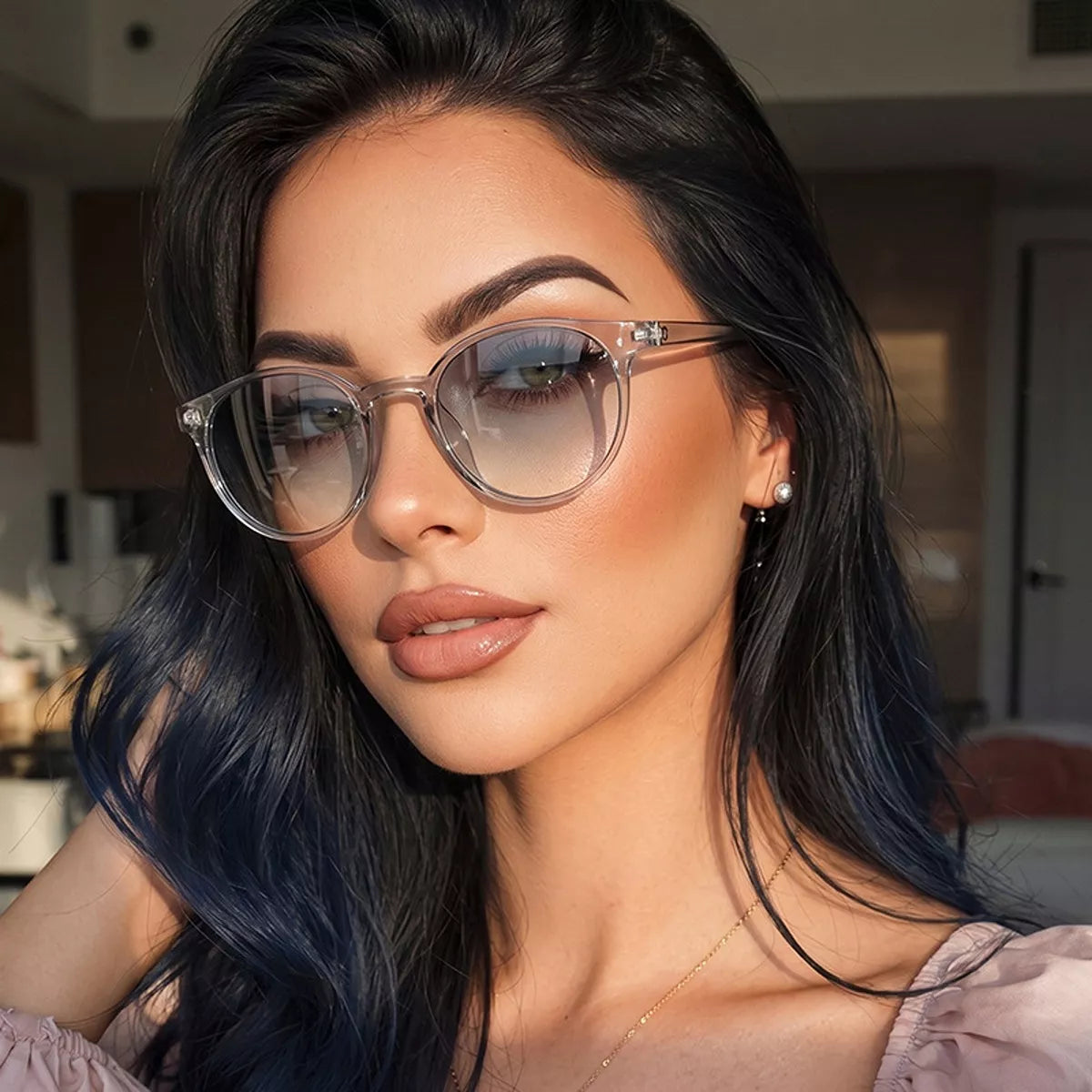 UV Protection Round Sunglasses - Gray - View 6