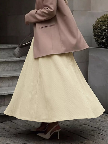 High Waist Pleated Midi Skirt - Khaki - View 6