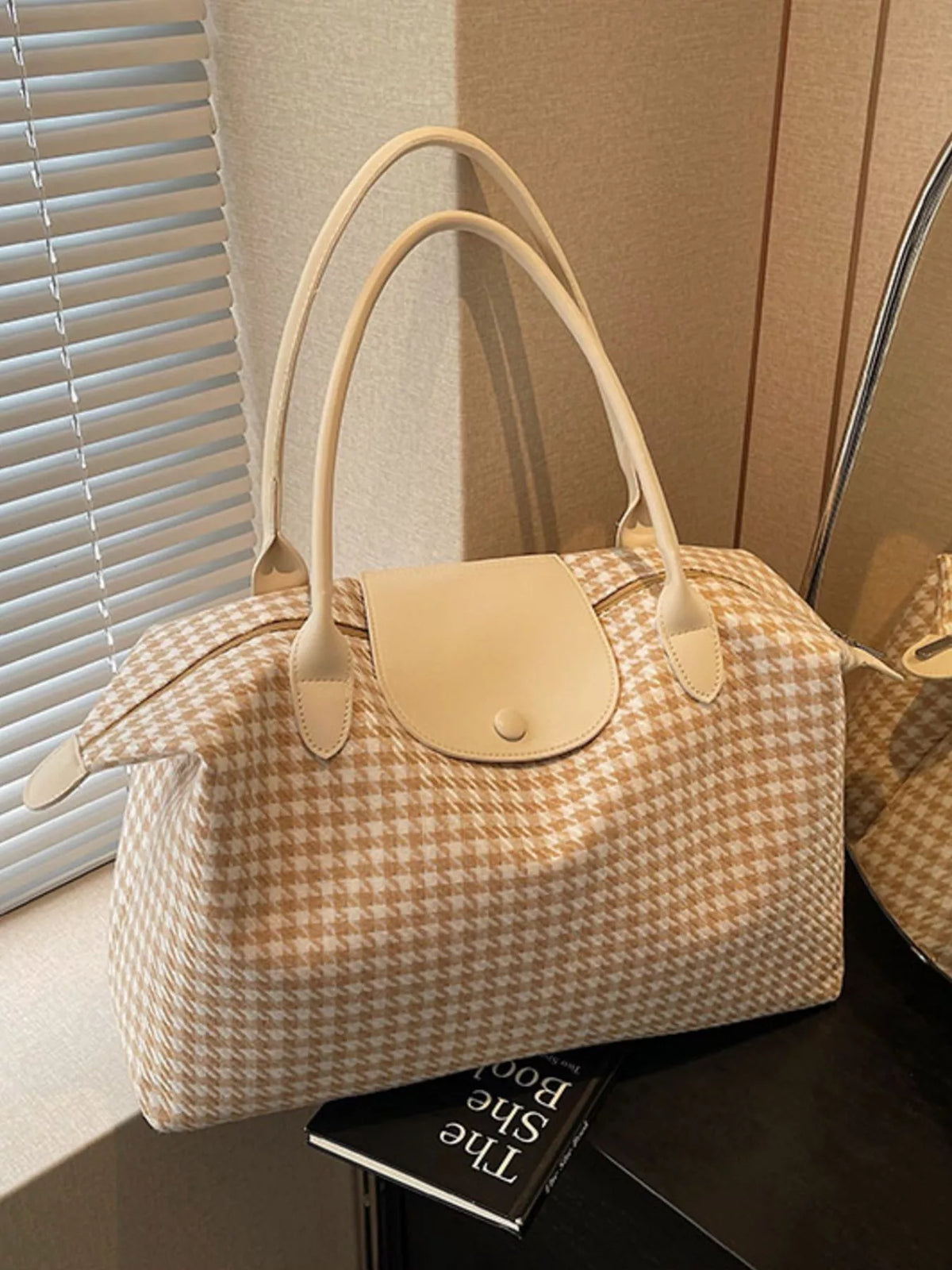 Plaid Pattern Travel Bag - Beige - View 2