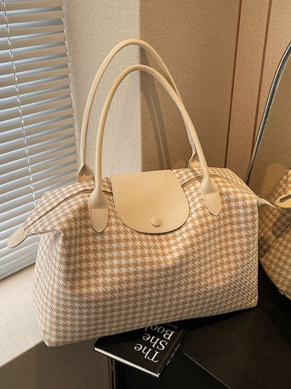 Plaid Pattern Travel Bag - Beige - View 2