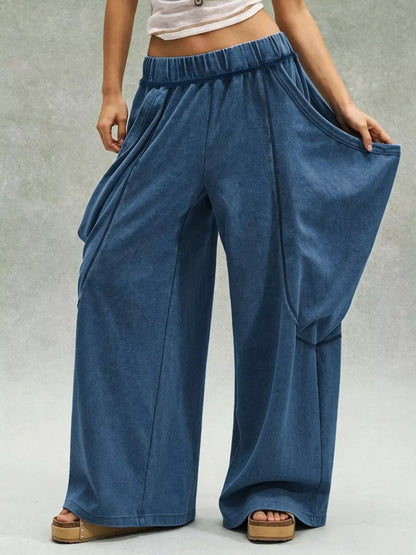 Oversized Wide-Leg Cargo Pants - Blue - View 3