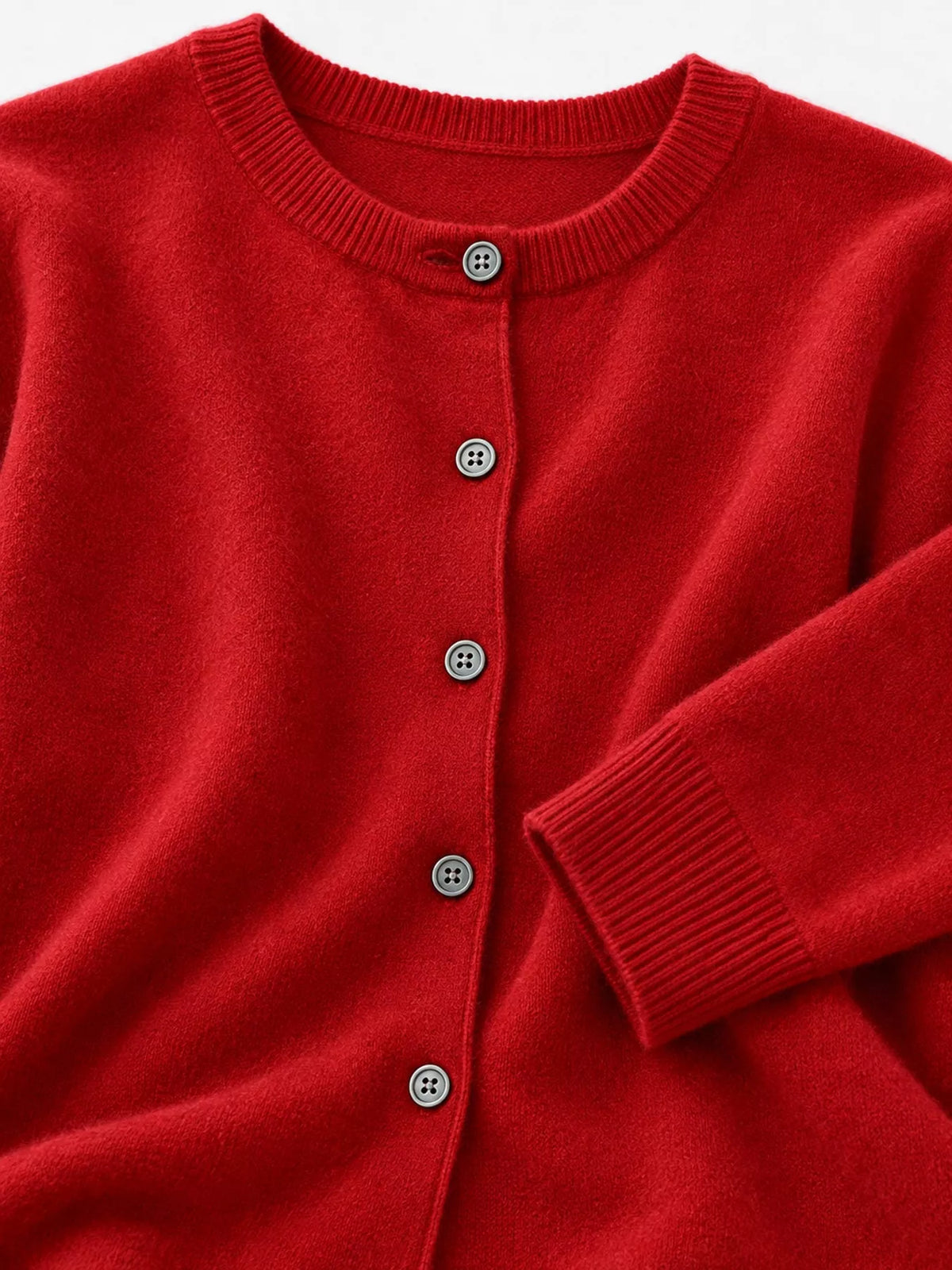 Crew-Neck Button-Down Cardigan - Burgundy - View 33