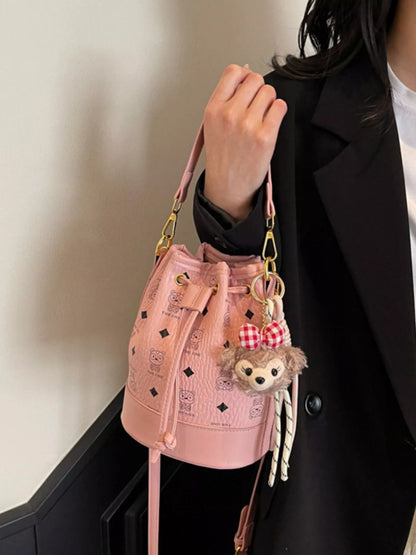 Drawstring Bucket Crossbody Bag - Blush Pink - View 5