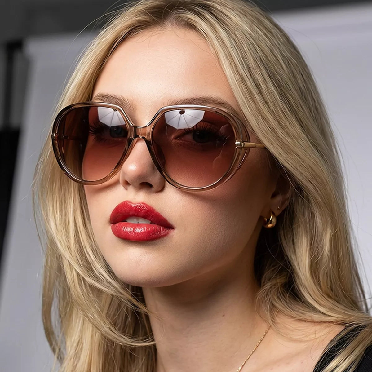 Oversized Tinted Lenses Sunglasses - Ochre - View 7