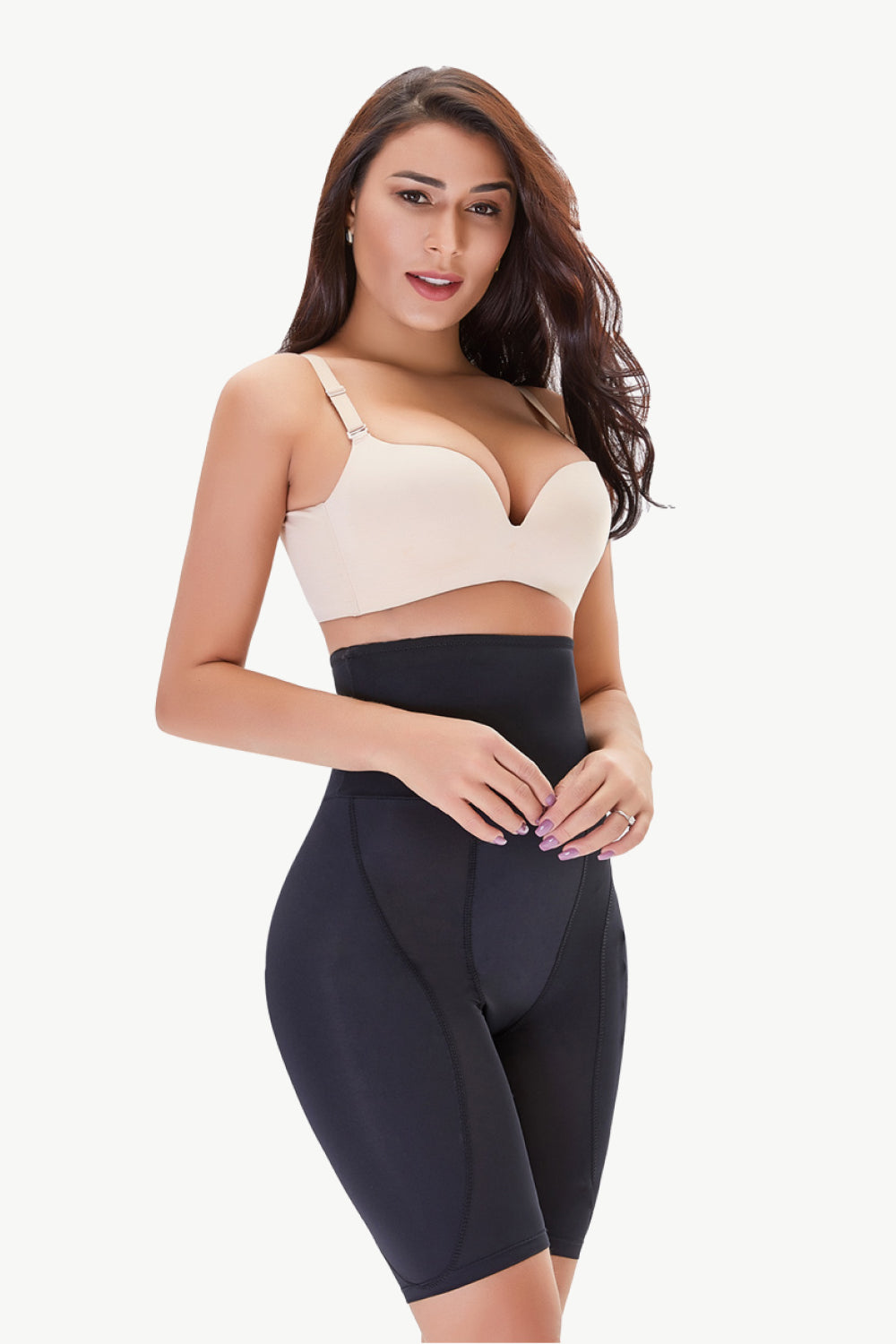 Full Size High Waisted Pull-On Shaping Shorts - Black