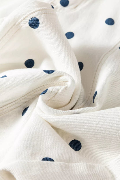 Polka Dot Wide-Leg Jeans - Light Blue - View 11