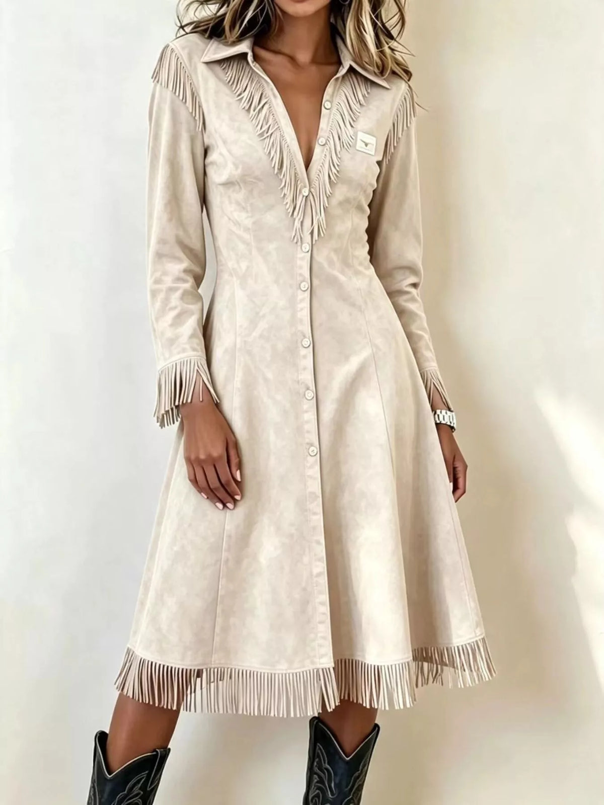 Full Size Fringed Button-Down Outerwear Plus Size - Dusty Pink - View 4