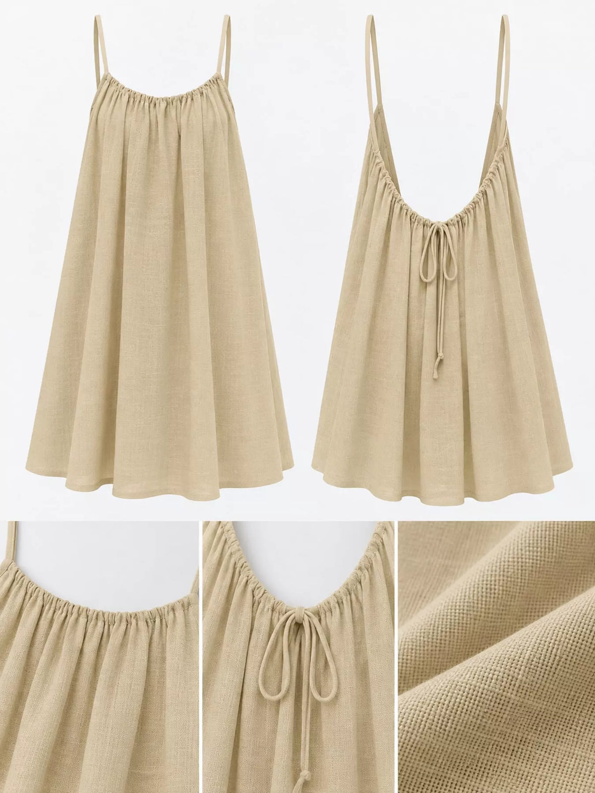 Full Size Backless Spaghetti Strap A-Line Mini Dress Plus Size - Apricot-Style C - View 61