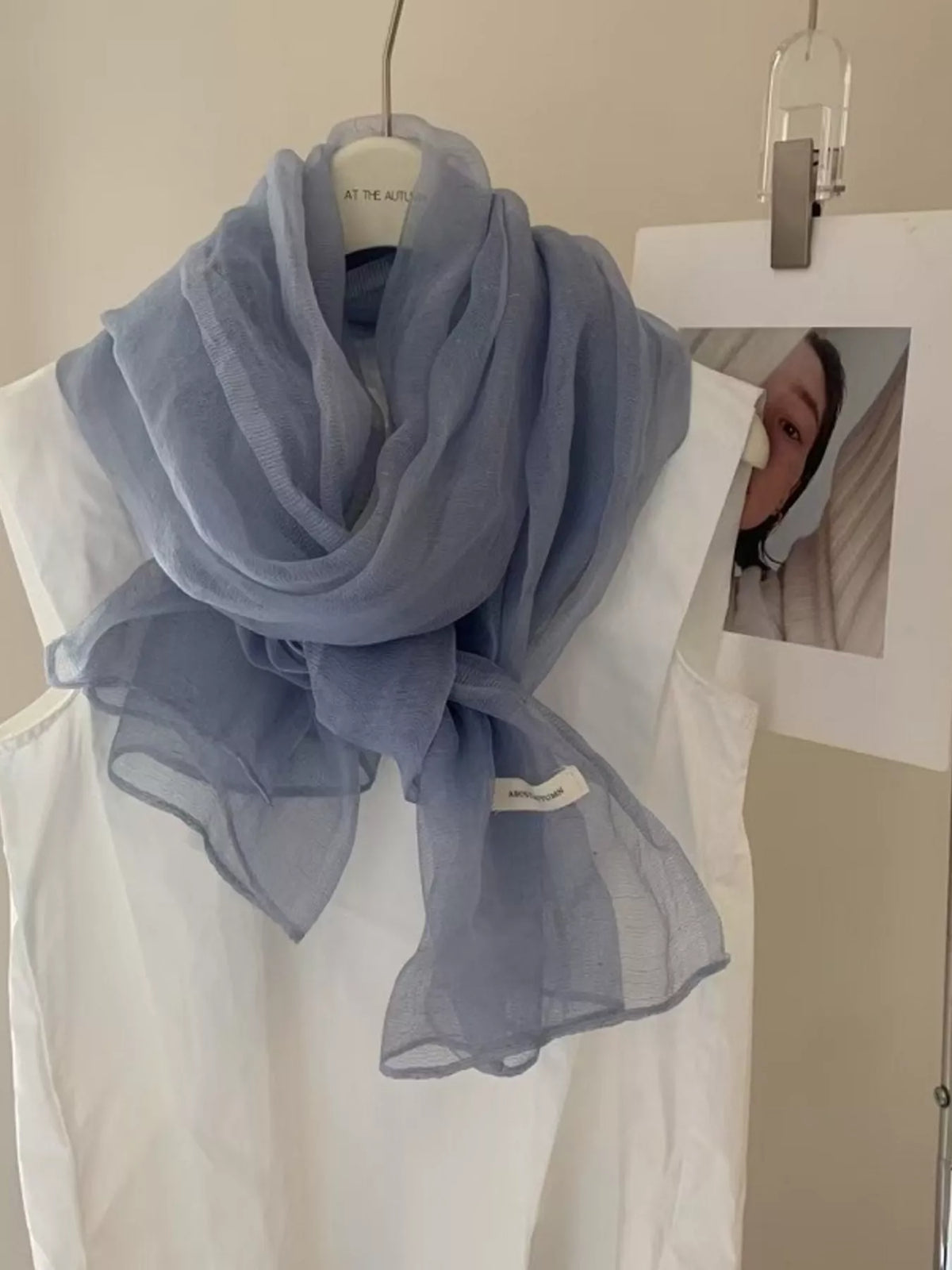 Lightweight Sheer Scarf - Light Blue - View 5