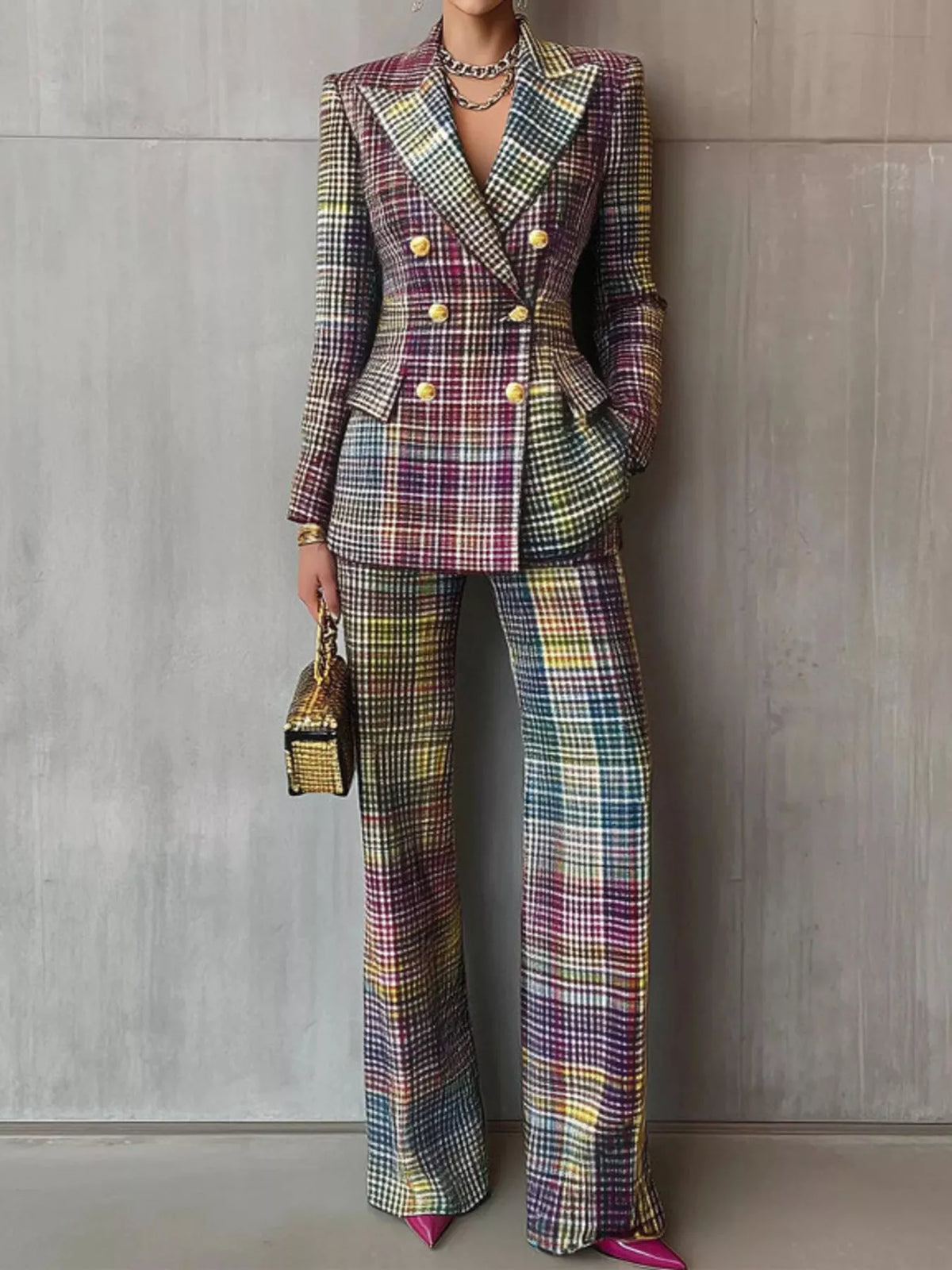 Double-Breasted Blazer and Pants Set
