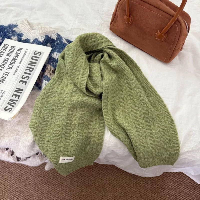 Texture Knit Winter Scarf - Green - View 5