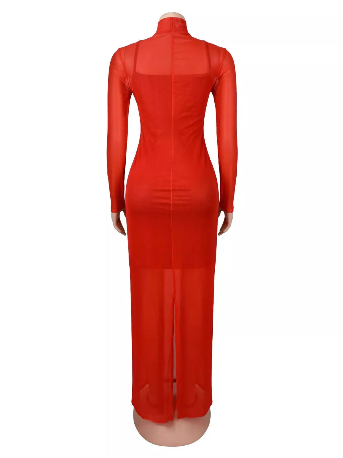 Cami Dress and Rhinestone Horse Mesh Maxi Dress Set - Red - View 12