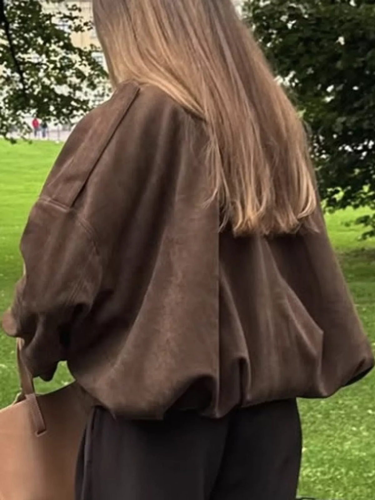 Elastic Hem Batwing Sleeve Jacket - Coffee Brown - View 7