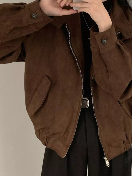 Stand Collar Zip Up Jacket - Brown-915 Original Quality With Lining - View 2