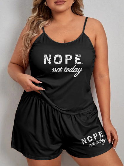 Comfortable Women's Sleepwear Set with Letter Print, Oversized Strap ShortsSuitable for Wear Outside Home