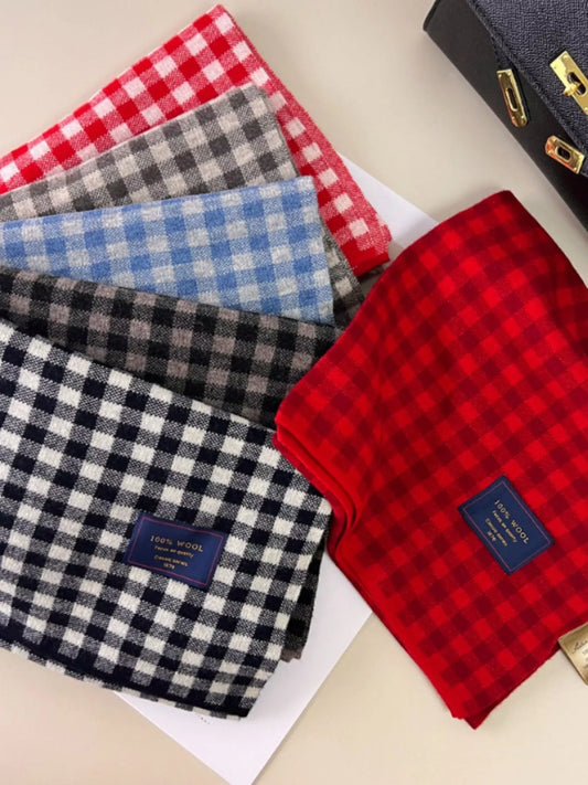 100% Wool Plaid Scarf - Six wool plaid colorways together - View 1