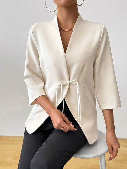 Three-Quarter Sleeves Blazer - Milky White - View 2