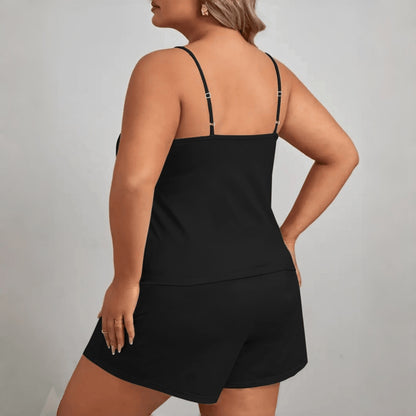 Comfortable Women's Sleepwear Set with Letter Print, Oversized Strap ShortsSuitable for Wear Outside Home