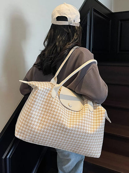 Plaid Pattern Travel Bag - Beige - View 4