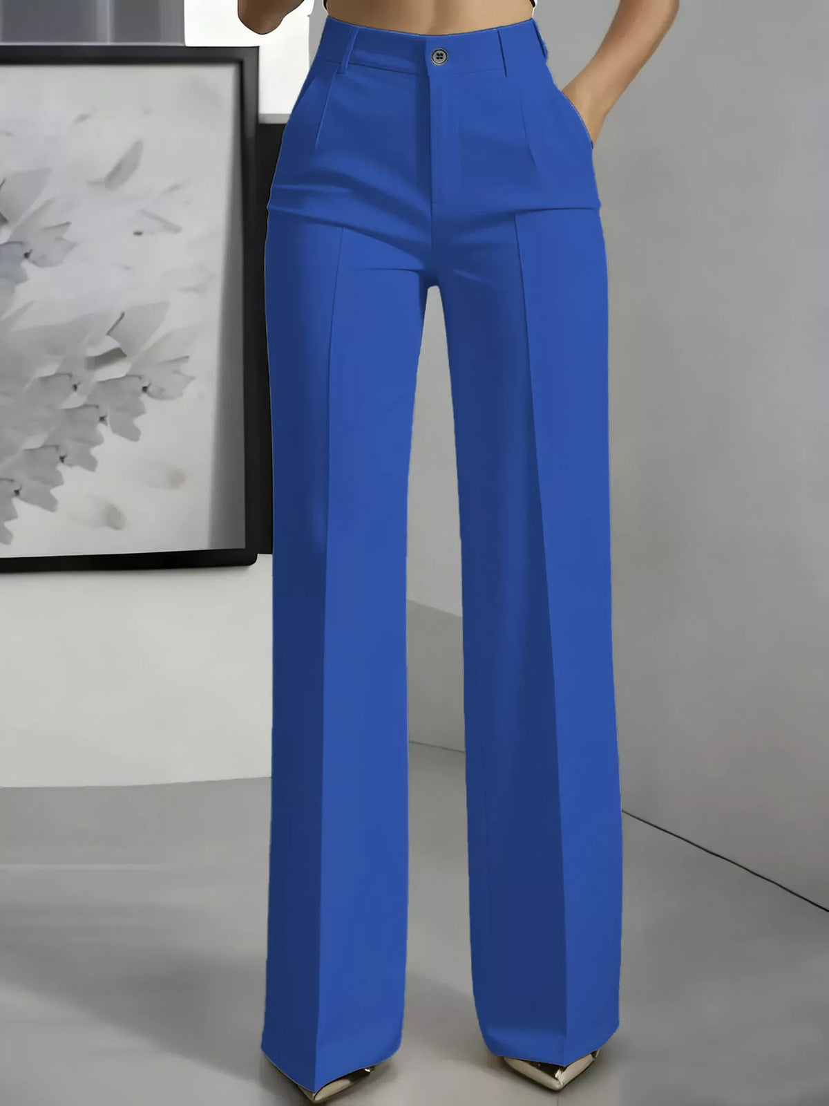 Full Size High-Waisted Wide-Leg Pants Plus Size - Royal Blue - View 1