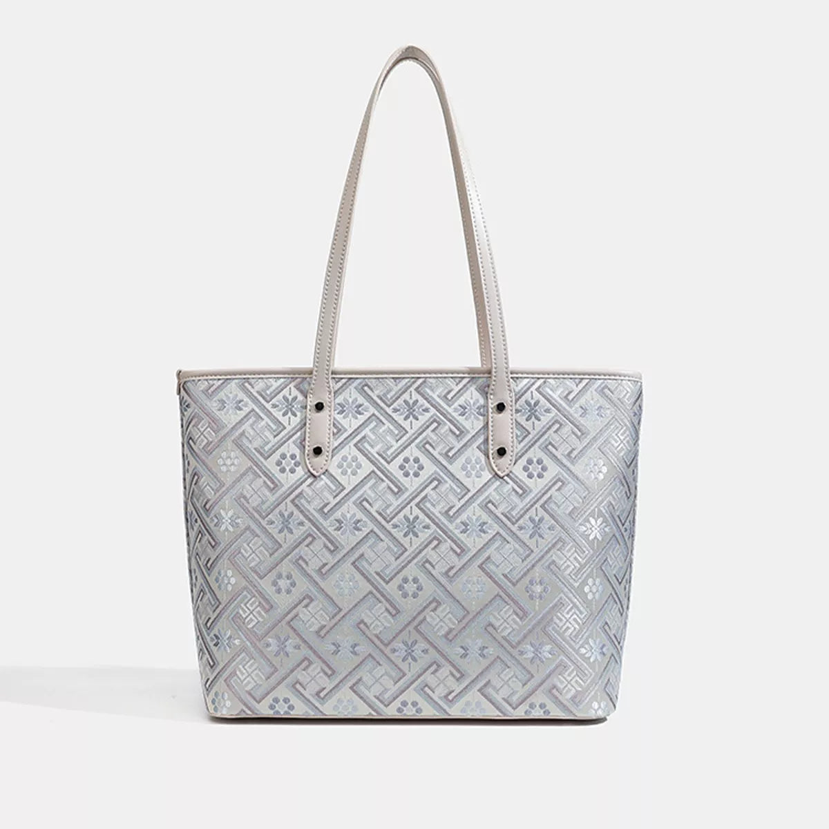 Geometric Pattern Tote Bag - Light Blue - View 2
