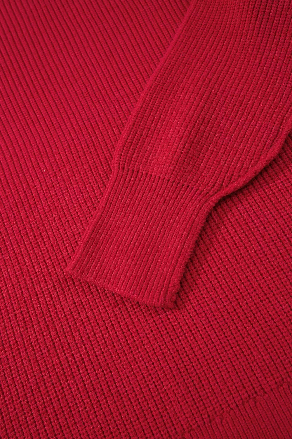 Long Sleeve Ribbed Knit Stand Neck Regular Fit Sweater - Rust - View 10