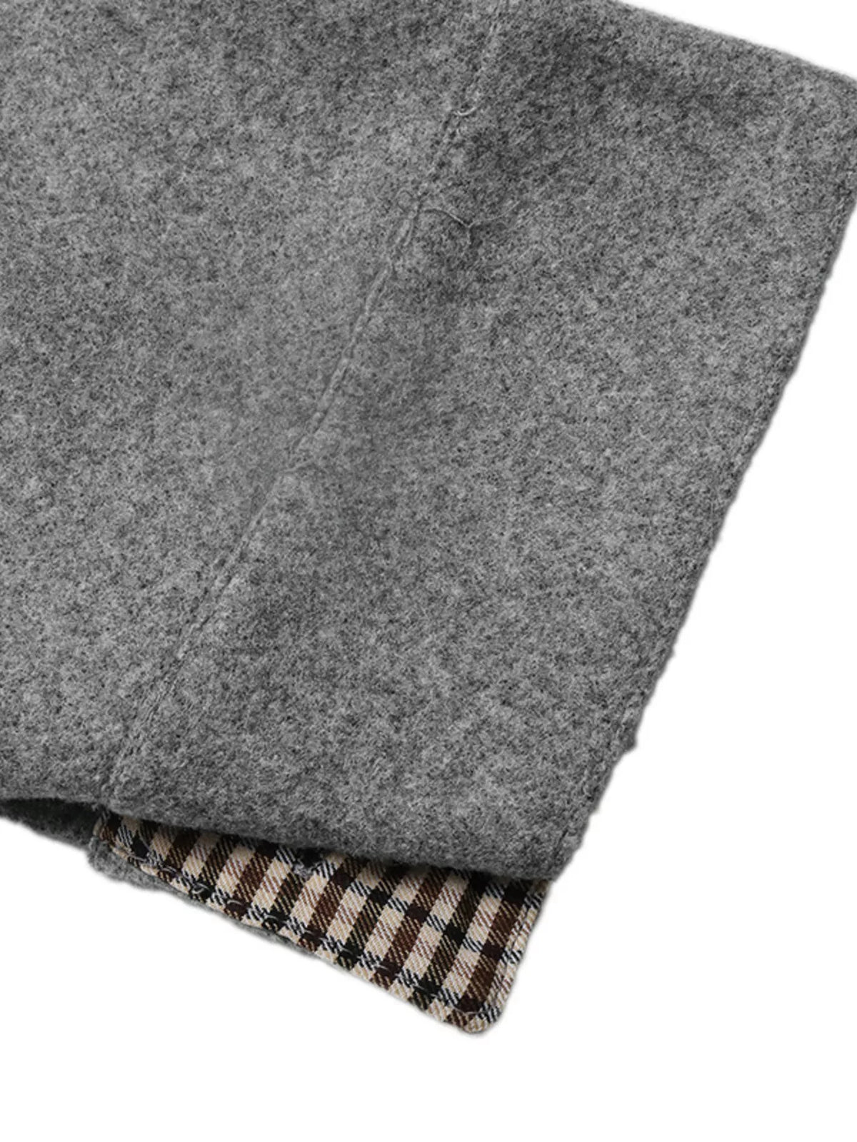 Button-Down Outerwear with Gingham Contrast Details - Gray - View 7