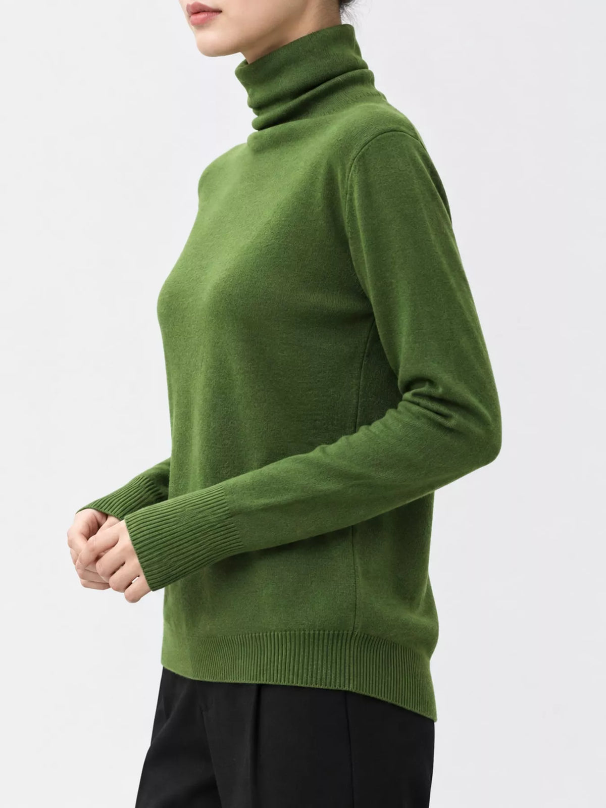 Full Size Slim-Fit Turtleneck Knit Top Plus Size - Apple Green - View 25
