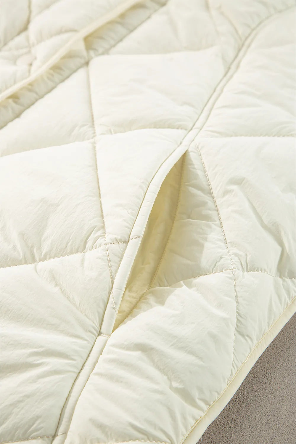 Snap Down Texture Vest Coat with Pockets - Ivory - View 10