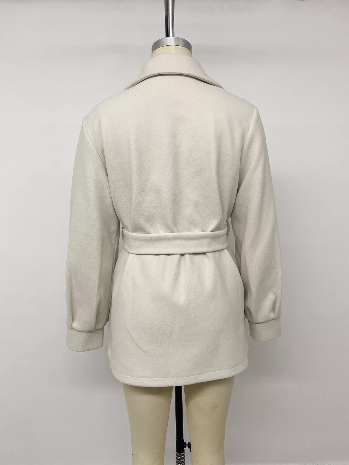 Lapel Collar Button Up Outerwear - Beige - View 12