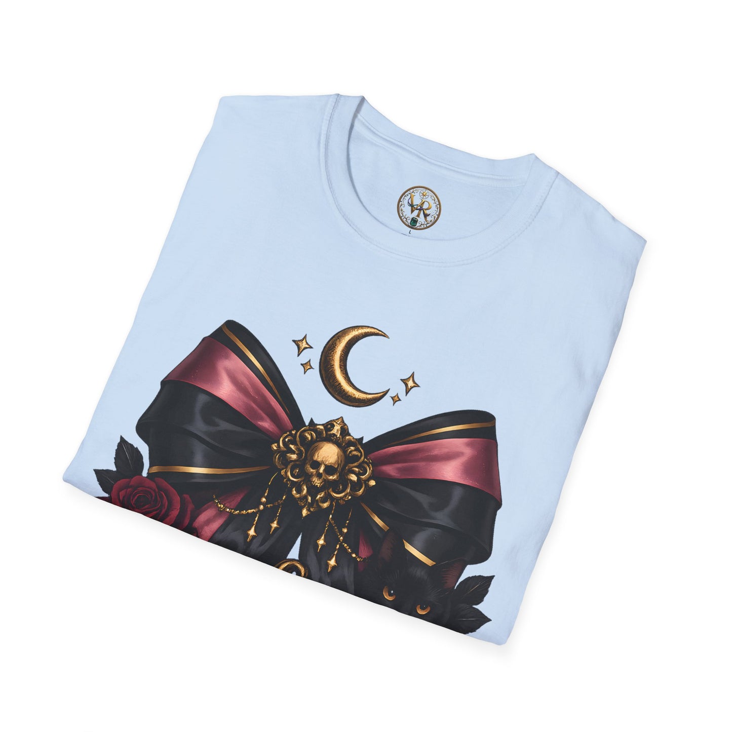 Gothic Moon and Pumpkin Tee - Light Blue - product view 2 - Light Blue