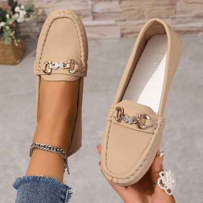 Round Toe Slip-Ons - Khaki Color - View 3