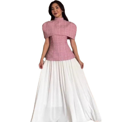 Simple Short Sleeve Long Dress, Elegant Fashion Autumn Set Dress Formal Wear