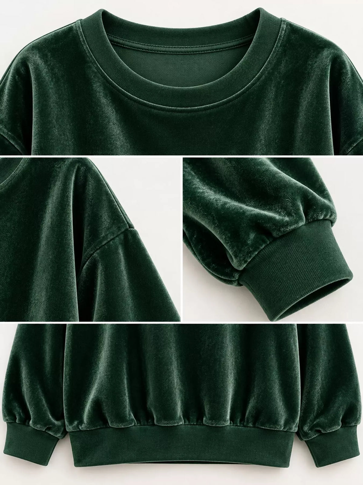 Full Size Crew Neck Drop Shoulder Sweatshirt Plus Size - Dark Green - View 25